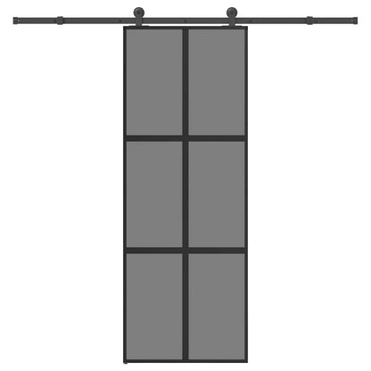 Sliding Door with Hardware Set 76x205 cm Tempered Glass&Aluminium