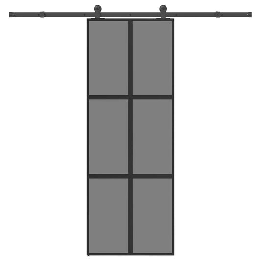 Sliding Door with Hardware Set 76x205 cm Tempered Glass&Aluminium