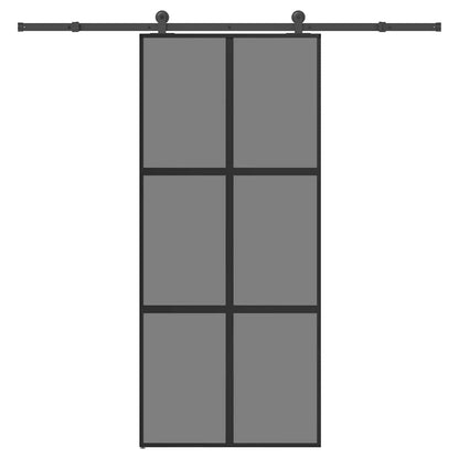 Sliding Door with Hardware Set 90x205 cm Tempered Glass&Aluminium