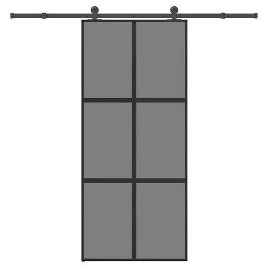 Sliding Door with Hardware Set 90x205 cm Tempered Glass&Aluminium