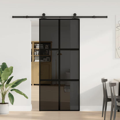 Sliding Door with Hardware Set 90x205 cm Tempered Glass&Aluminium
