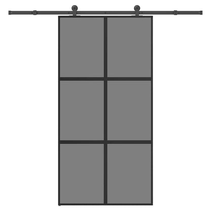 Sliding Door with Hardware Set 102,5x205 cm Tempered Glass&Aluminium