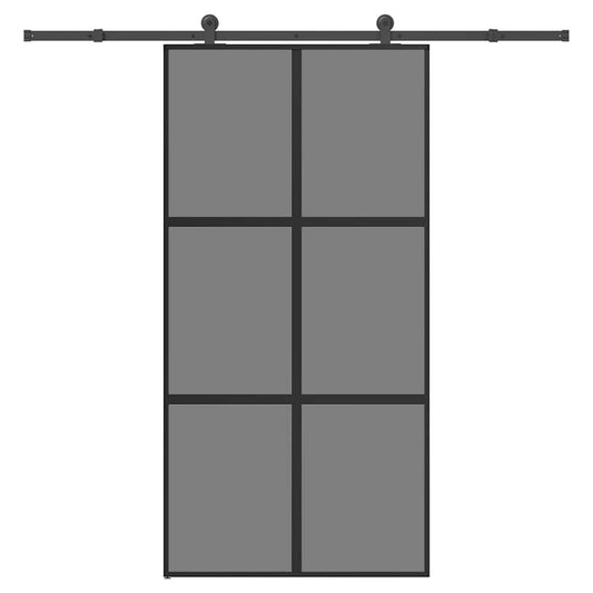 Sliding Door with Hardware Set 102,5x205 cm Tempered Glass&Aluminium