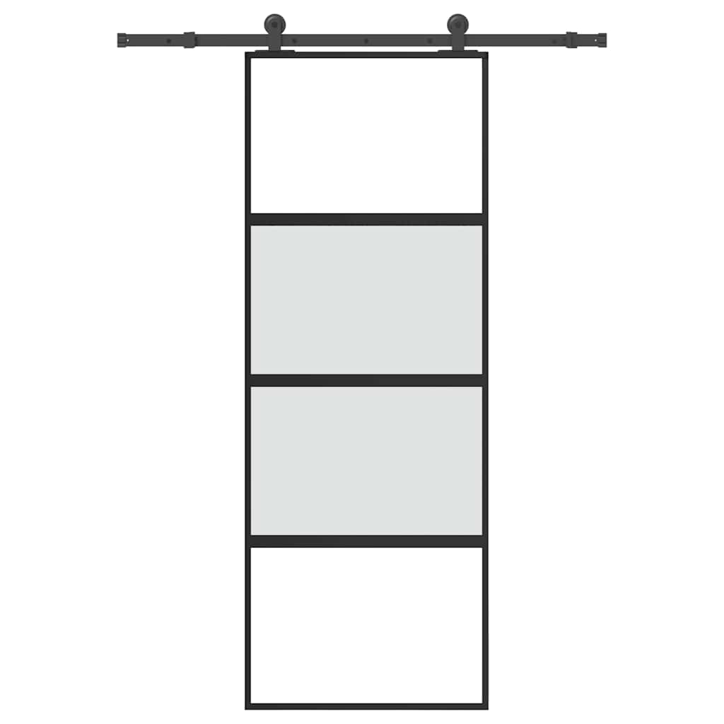 Sliding Door with Hardware Set 76x205 cm Tempered Glass&Aluminium