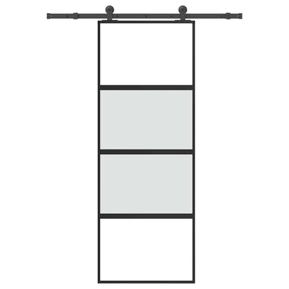 Sliding Door with Hardware Set 76x205 cm Tempered Glass&Aluminium