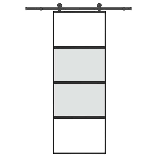 Sliding Door with Hardware Set 76x205 cm Tempered Glass&Aluminium
