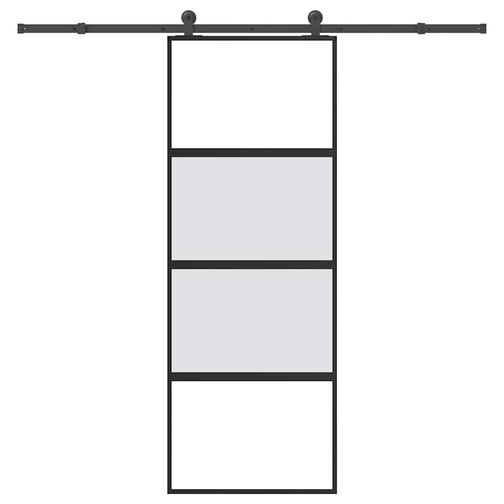 Sliding Door with Hardware Set 76x205 cm Tempered Glass&Aluminium