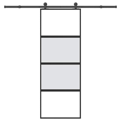 Sliding Door with Hardware Set 76x205 cm Tempered Glass&Aluminium