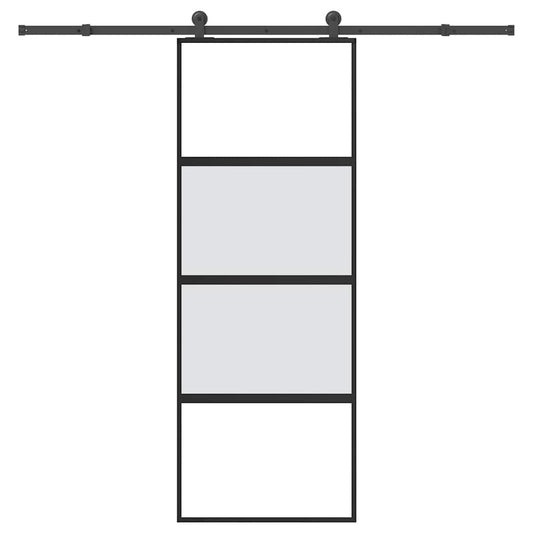 Sliding Door with Hardware Set 76x205 cm Tempered Glass&Aluminium