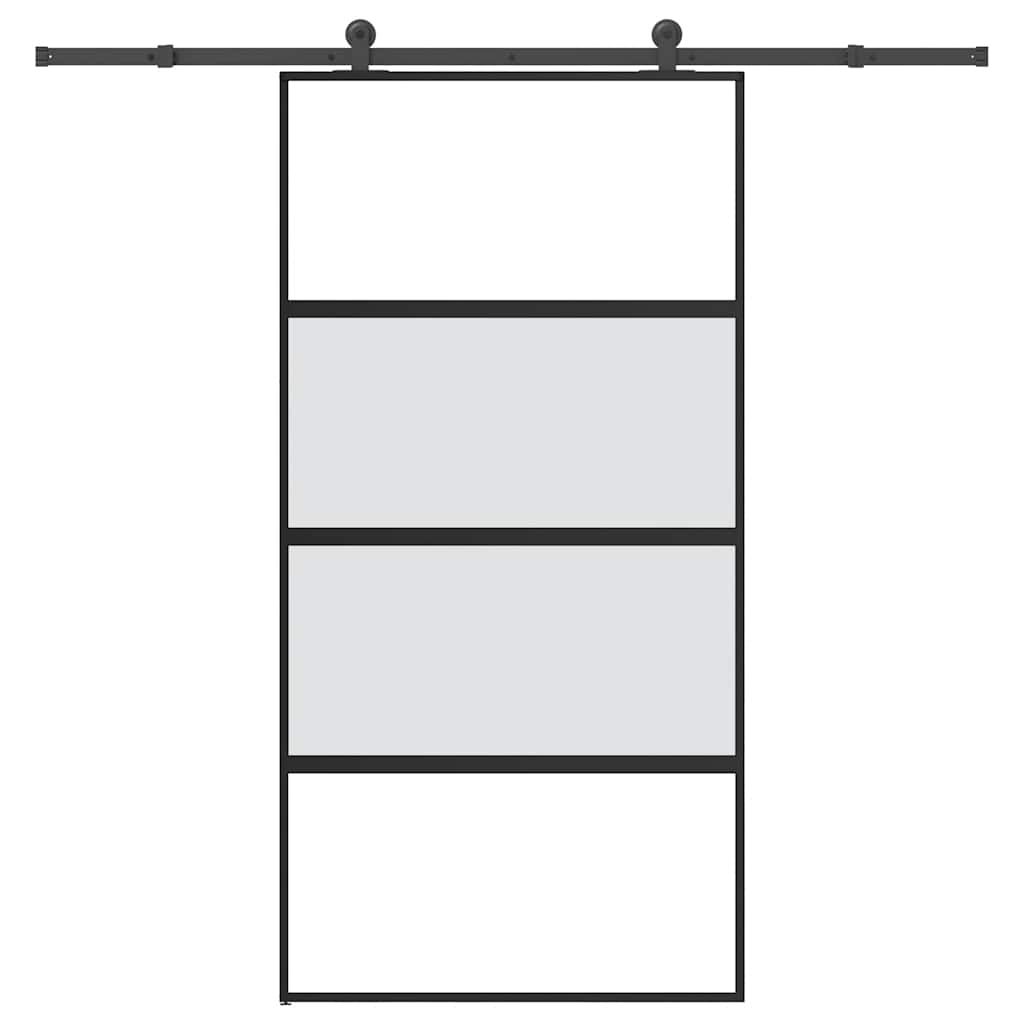 Sliding Door with Hardware Set 102.5x205 cm Tempered Glass&Aluminium