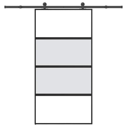 Sliding Door with Hardware Set 102.5x205 cm Tempered Glass&Aluminium