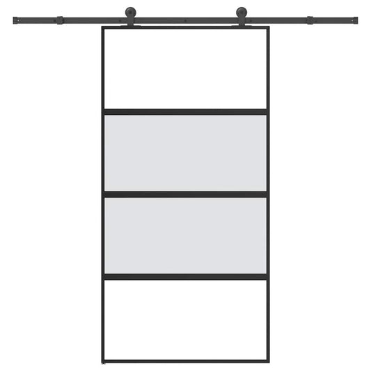 Sliding Door with Hardware Set 102.5x205 cm Tempered Glass&Aluminium