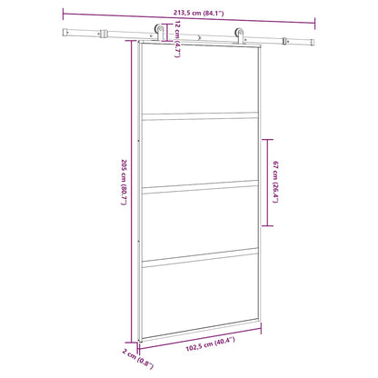 Sliding Door with Hardware Set 102.5x205 cm Tempered Glass&Aluminium