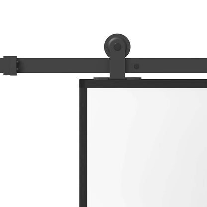 Sliding Door with Hardware Set 76x205 cm Tempered Glass&Aluminium