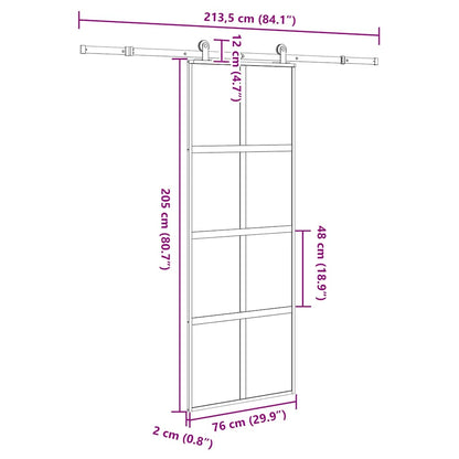 Sliding Door with Hardware Set 76x205 cm Tempered Glass&Aluminium