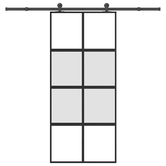 Sliding Door with Hardware Set 90x205 cm Tempered Glass and Aluminium