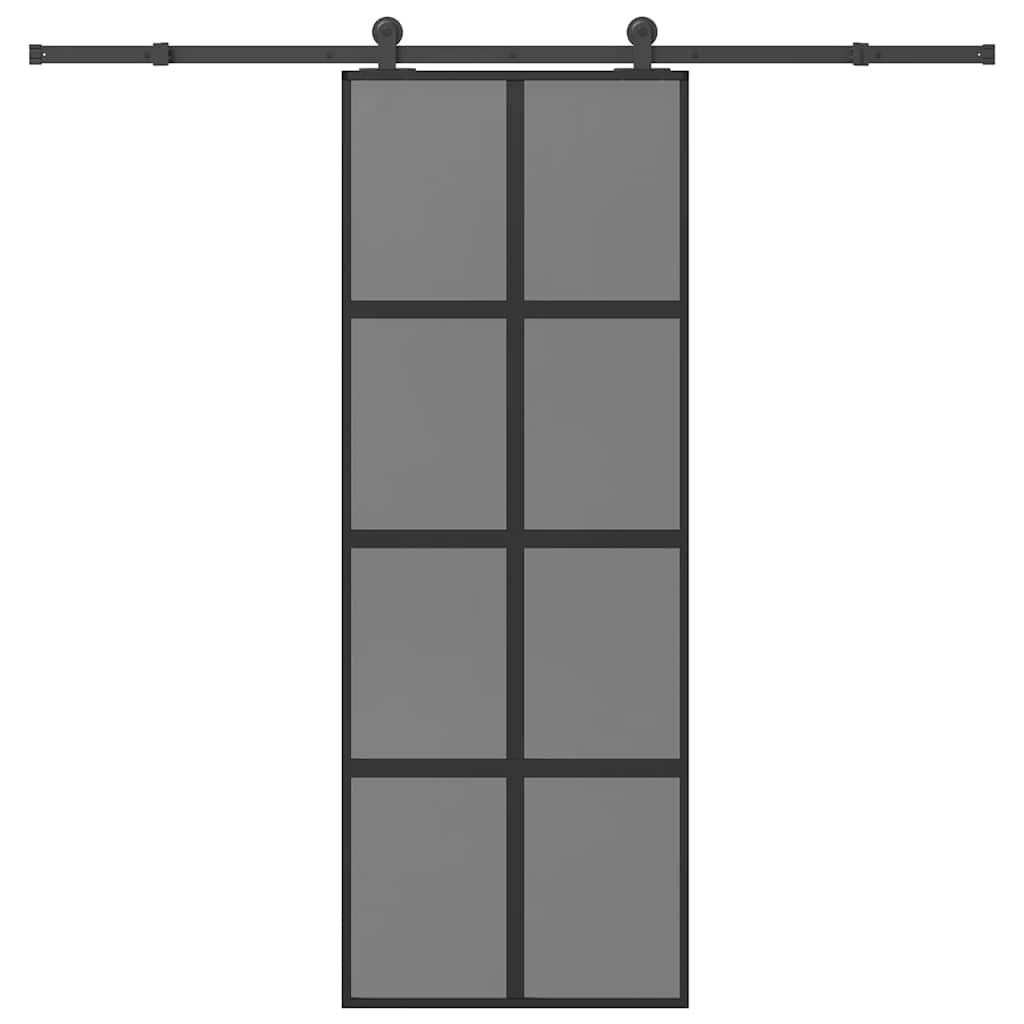 Sliding Door with Hardware Set 76x205 cm Tempered Glass&Aluminium