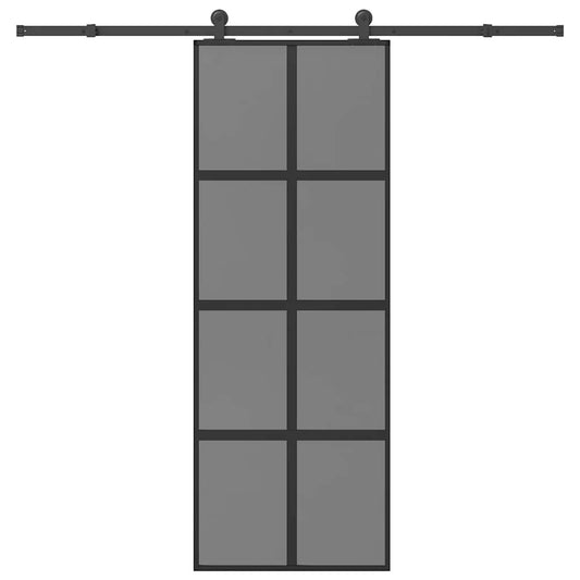 Sliding Door with Hardware Set 76x205 cm Tempered Glass&Aluminium