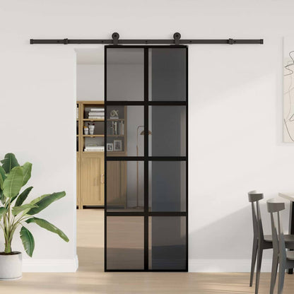 Sliding Door with Hardware Set 76x205 cm Tempered Glass&Aluminium