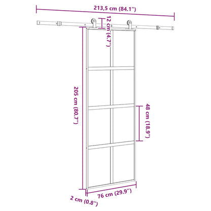 Sliding Door with Hardware Set 76x205 cm Tempered Glass&Aluminium
