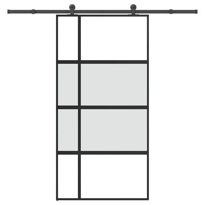Sliding Door with Hardware Set 102.5x205 cm Tempered Glass and Aluminium