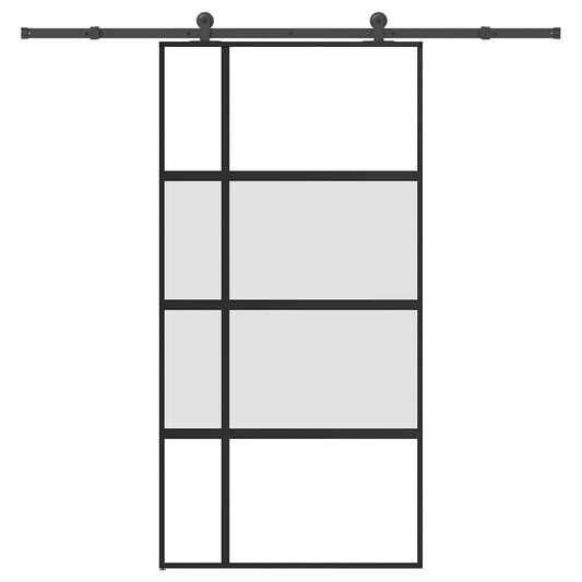 Sliding Door with Hardware Set 102.5x205 cm Tempered Glass and Aluminium