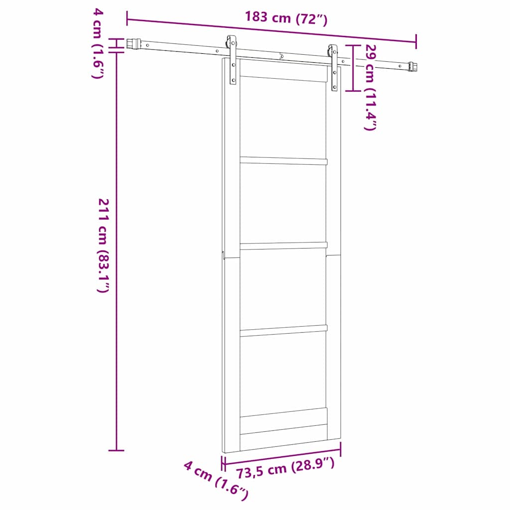 Sliding Door ORKDAL Brown 73.5 x 211 cm Solid Pine wood
