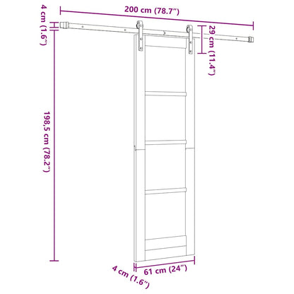 Sliding Door ORKDAL Brown 61 x 198.5 cm Solid Pine wood
