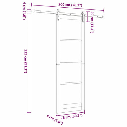 Sliding Door ORKDAL White 78 x 232 cm Solid Pine wood