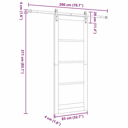 Sliding Door ORKDAL Brown 83 x 211 cm Solid Pine wood