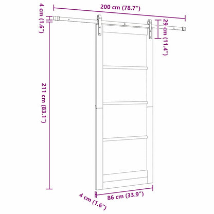 Sliding Door ORKDAL Brown 86 x 211 cm Solid Pine wood