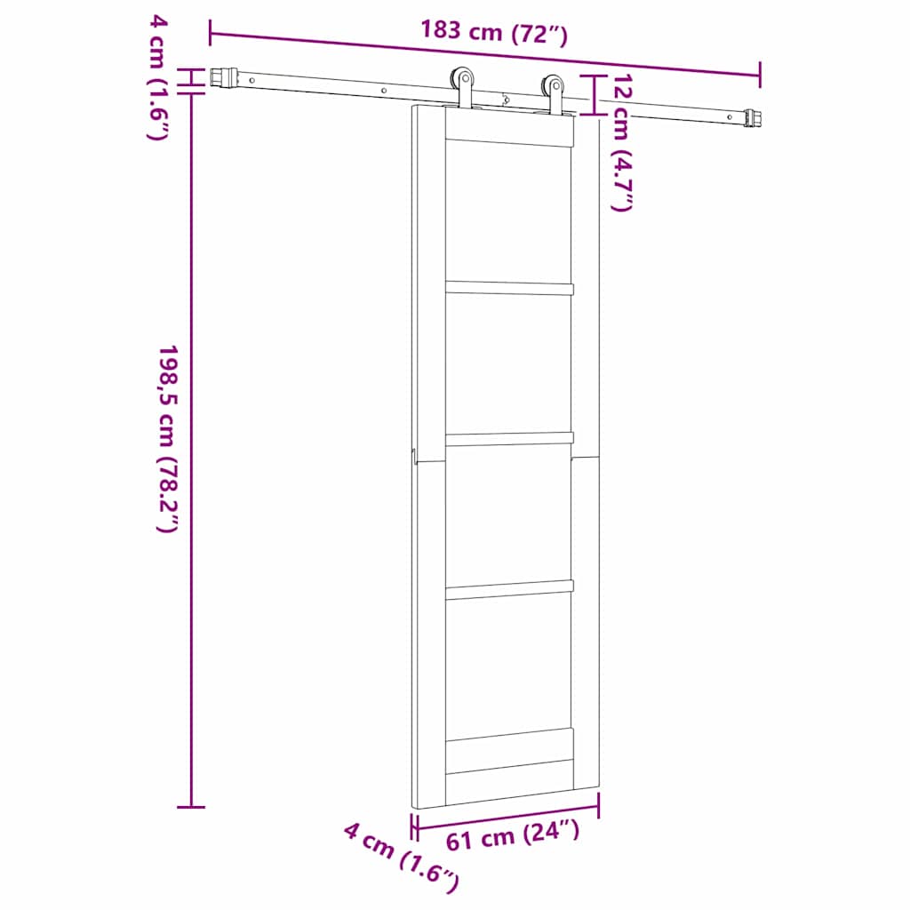 Sliding Door Manual ORKDAL Brown 61 x 198.5 cm Wood and metal
