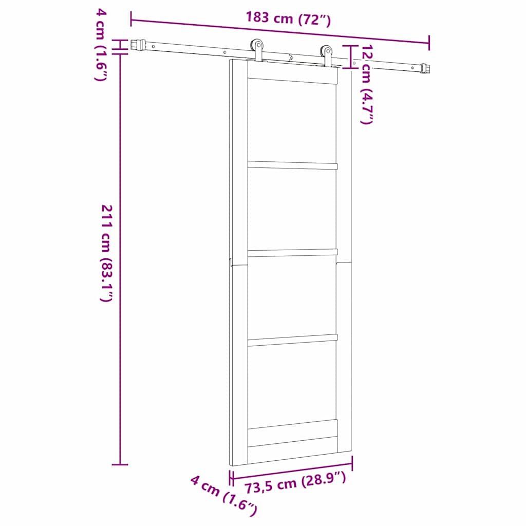 Sliding Door Manual ORKDAL White 73.5 x 211 cm Wood and metal