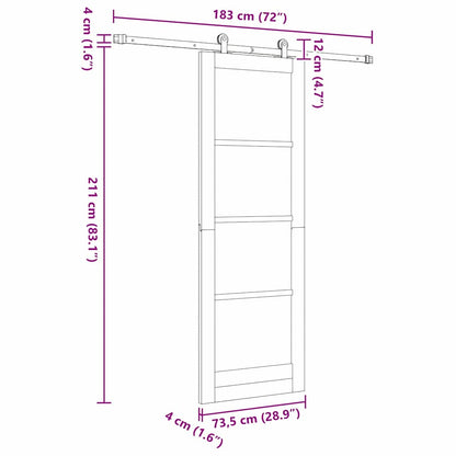 Sliding Door Manual ORKDAL White 73.5 x 211 cm Wood and metal