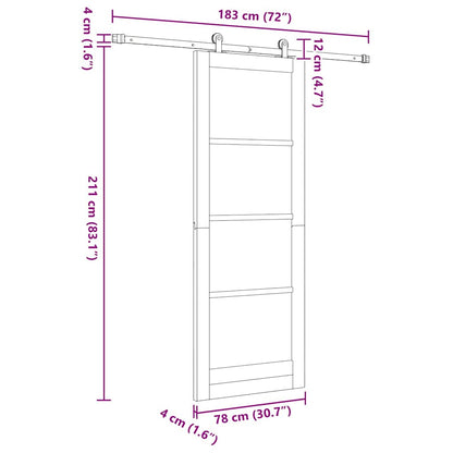Sliding Door Manual ORKDAL Brown 78 x 211 cm Wood and metal