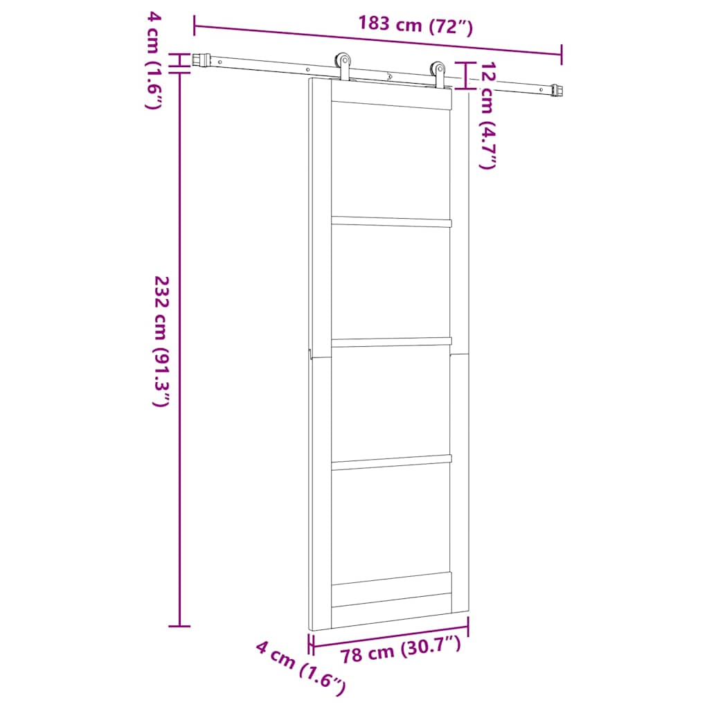 Sliding Door Manual ORKDAL White 78 x 232 cm Wood and metal