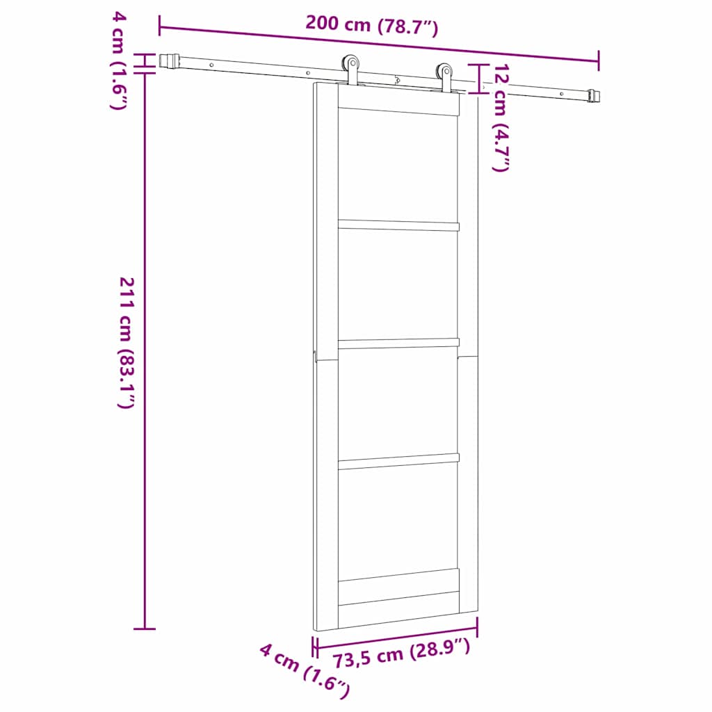 Sliding Door Manual ORKDAL Brown 73.5 x 211 cm Wood and metal