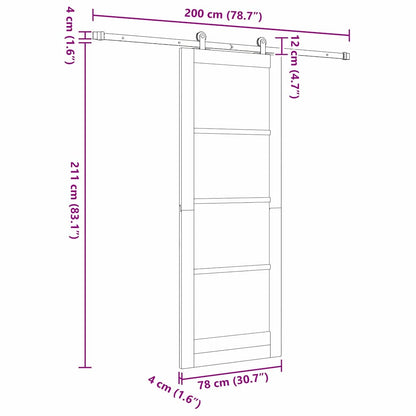 Sliding Door Manual ORKDAL Brown 78 x 211 cm Wood and metal