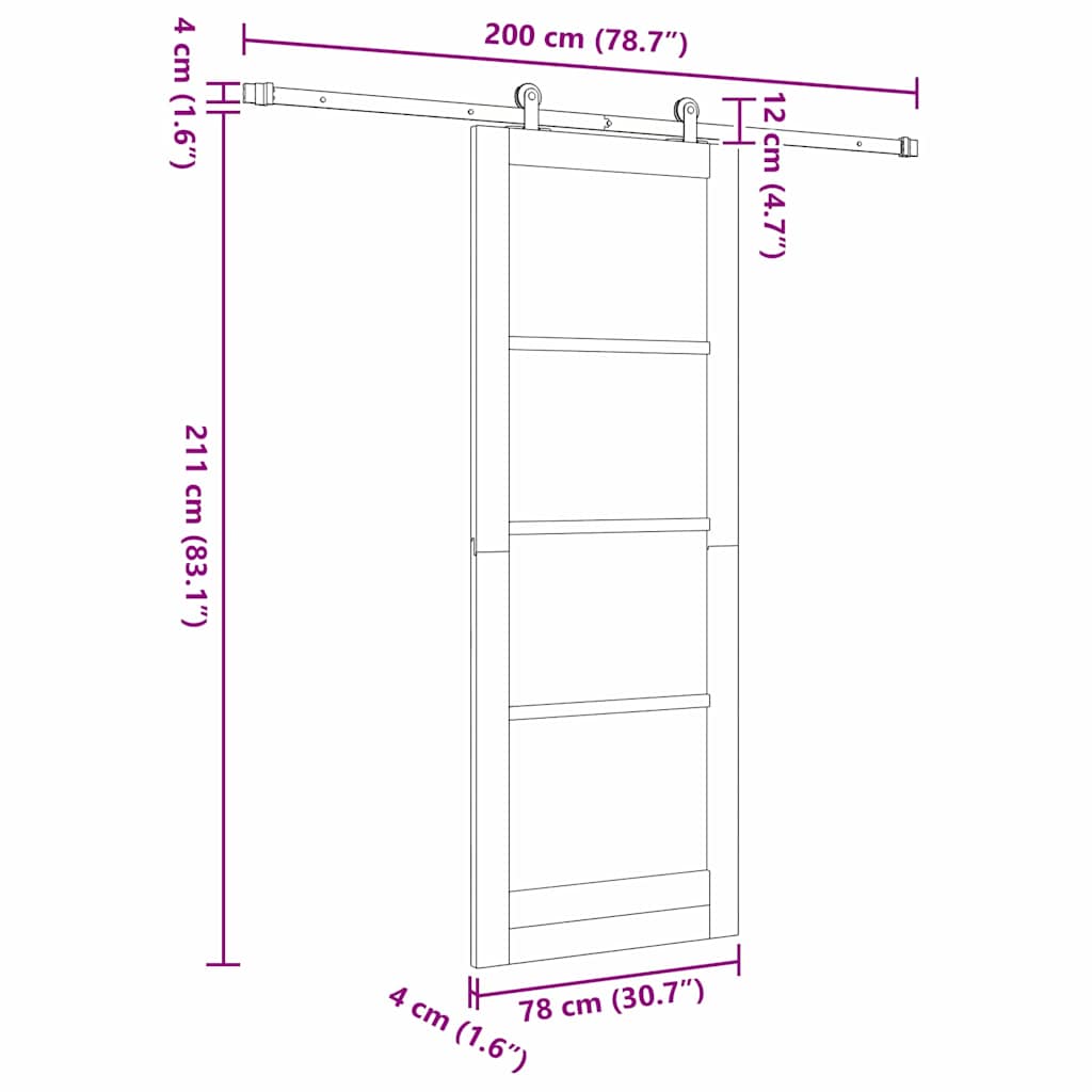 Sliding Door Manual ORKDAL White 78 x 211 cm Wood and metal