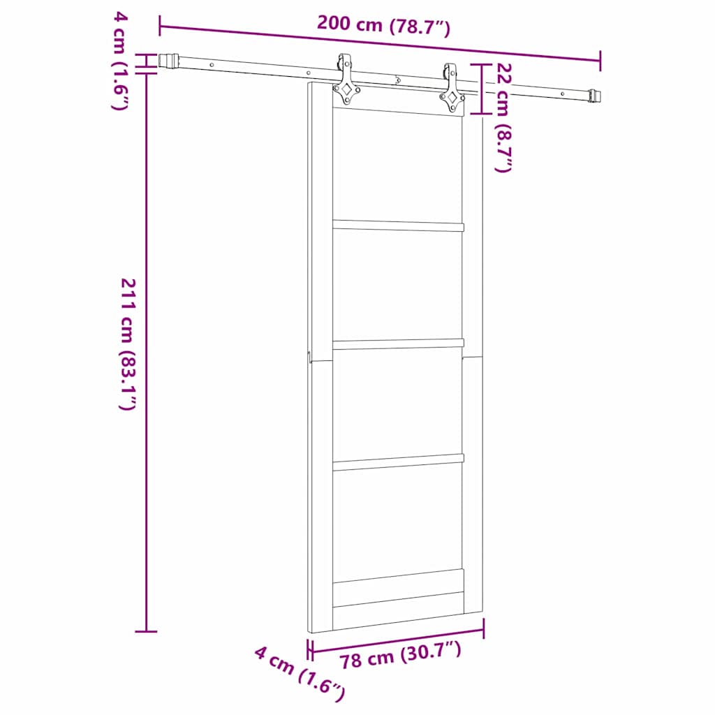 Sliding Door Manual ORKDAL White 78 x 211 cm Wood and metal