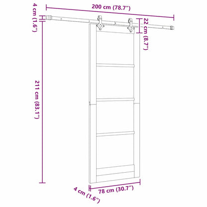Sliding Door Manual ORKDAL White 78 x 211 cm Wood and metal