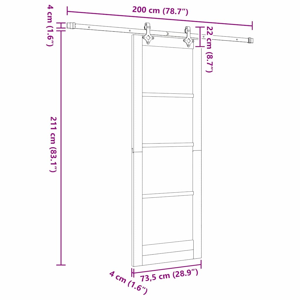 Sliding Door Manual White 73.5 x 211 cm Wood and metal
