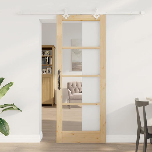 Sliding Door Manual Brown 78 x 202 cm Wood and metal