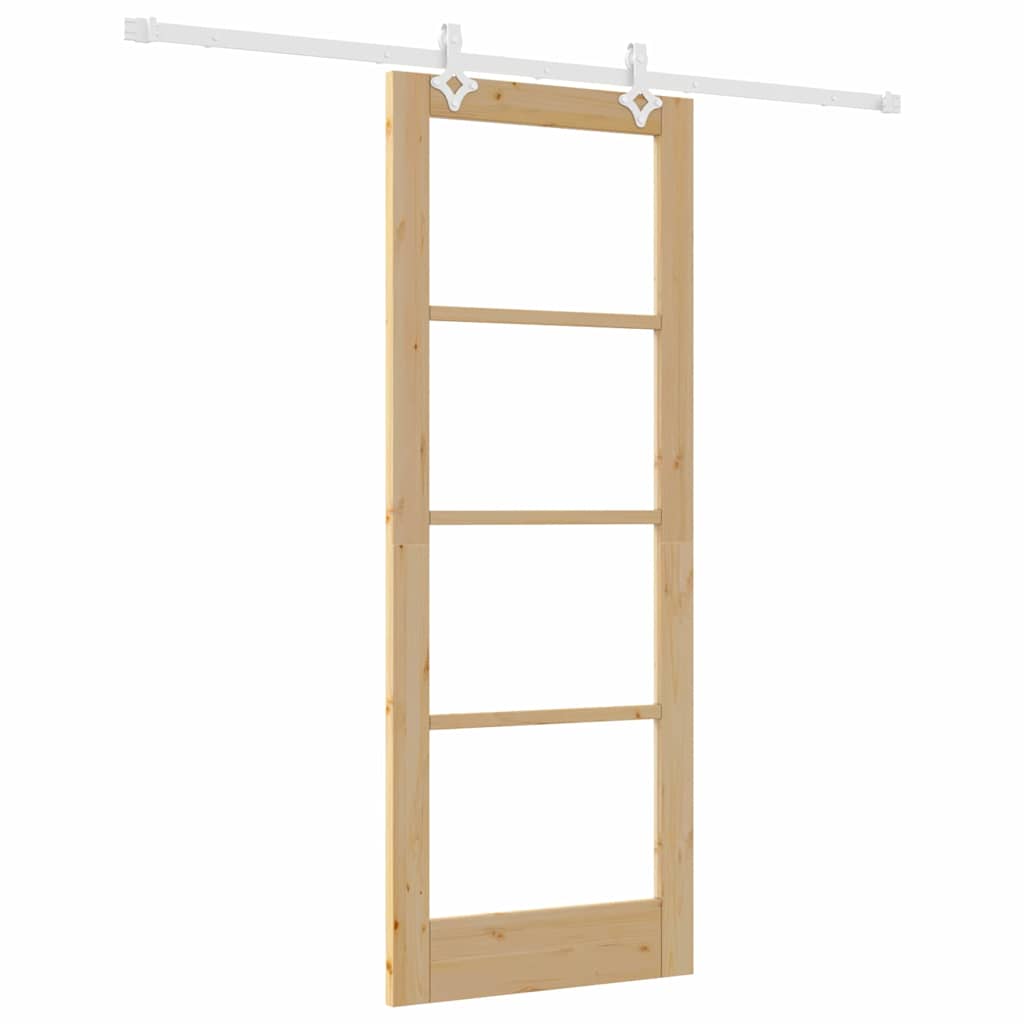 Sliding Door Manual Brown 78 x 202 cm Wood and metal