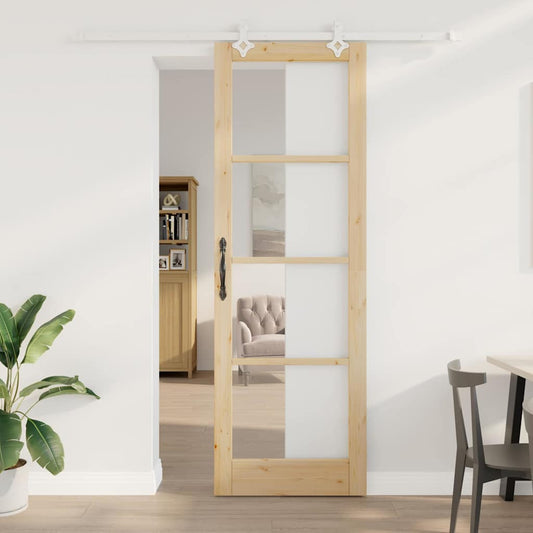 Sliding Door Manual Brown 78 x 232 cm Wood and metal