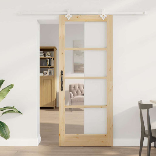 Sliding Door Manual Brown 83 x 202 cm Wood and metal