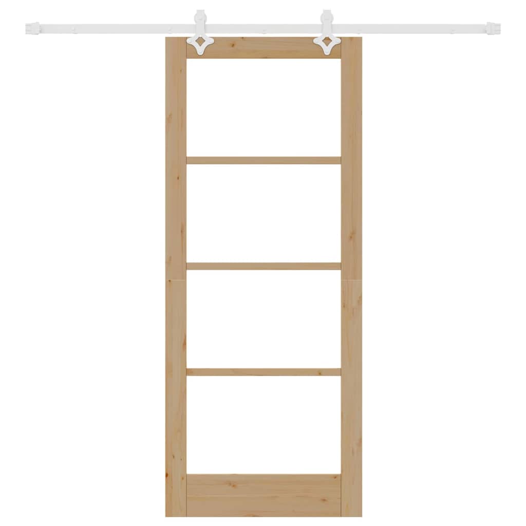 Sliding Door Manual Brown 83 x 202 cm Wood and metal