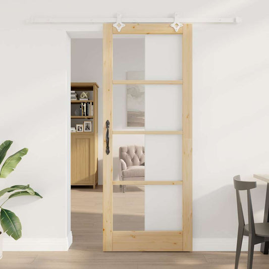 Sliding Door Manual Brown 83 x 211 cm Wood and metal