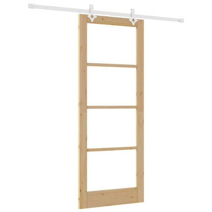Sliding Door Manual Brown 83 x 211 cm Wood and metal
