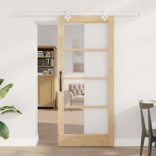 Sliding Door Manual Brown 86 x 198.5 cm Wood and metal